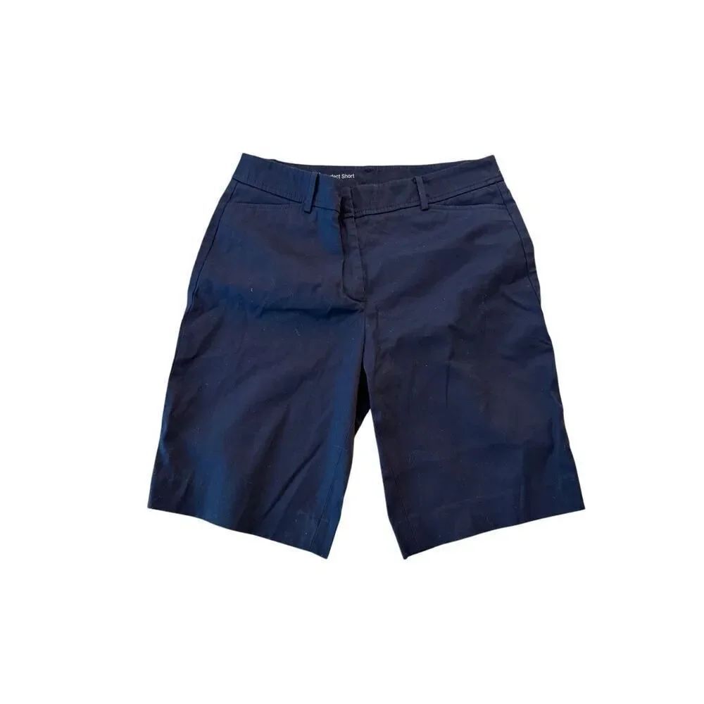 NWT Talbots Womens Navy Blue Flat Front Cotton Stretch Chino Perfect Shorts Sz 6